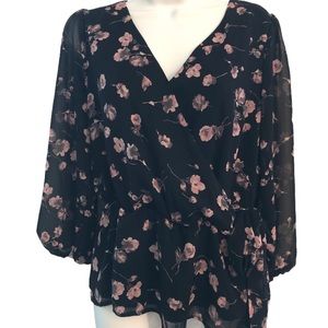 Stitch Fix West Kei Black Floral Top Medium